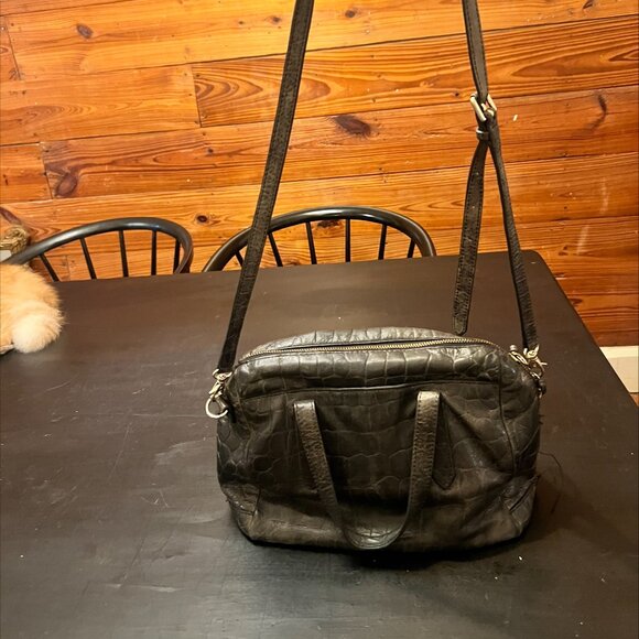 Fossil Women's Croc Skin Satchel Purse Handbag - Picture 1 of 6